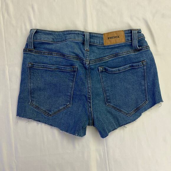 RSQ Low Rise Flare Distressed Cutoff Blue Denim Jeans 26 Womens Juniors festival - Picture 5 of 8